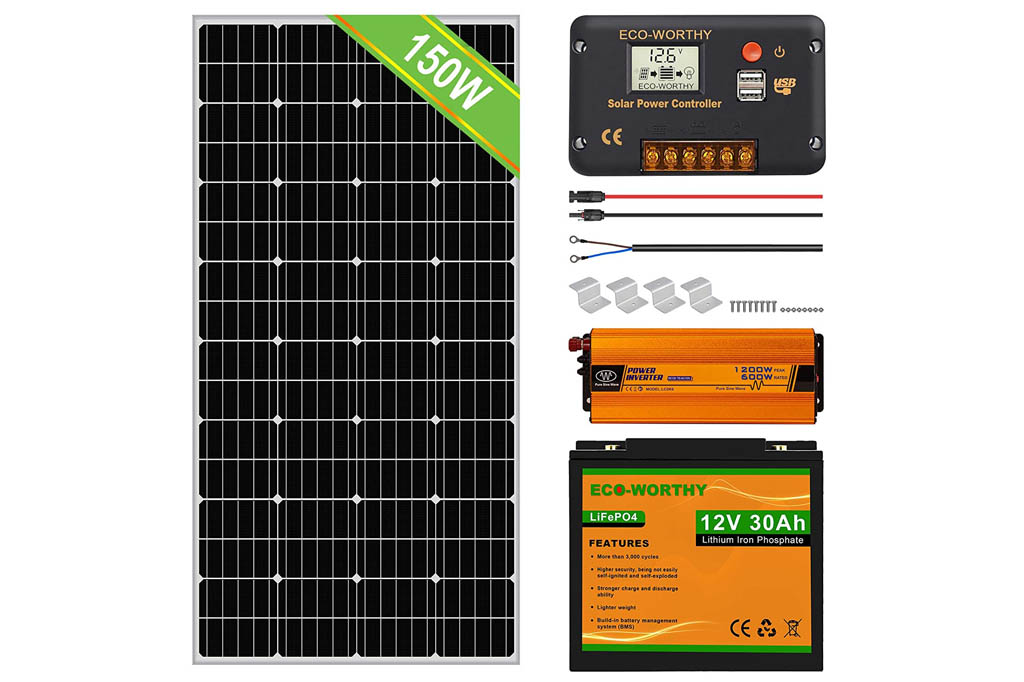 ECO-WORTHY 150W 220v: KIT Solar completo para ordenador portátil y pequeños dispositivos