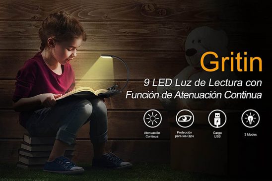 Luz de libro Gritin 9 LED: flexibilidad y versatilidad para adaptarse a tus necesidades de lectura